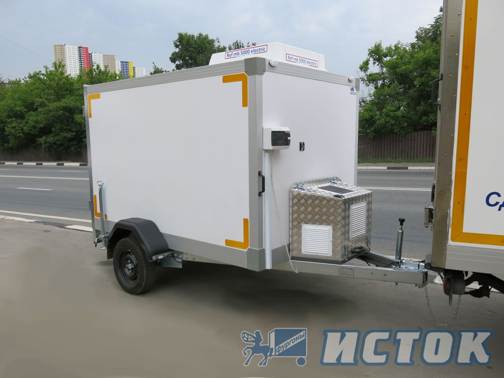 Прицеп рефрижератор - холодильная камера с установкой «REF» MB 5000 Electric и установленным генератором на дышле прицепа