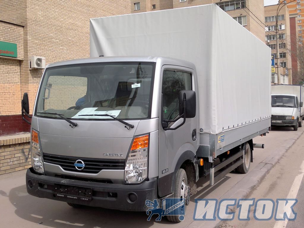 «Nissan» Cabstar с бортовой платформой, с алюминиевыми бортами, с каркасом и тентом